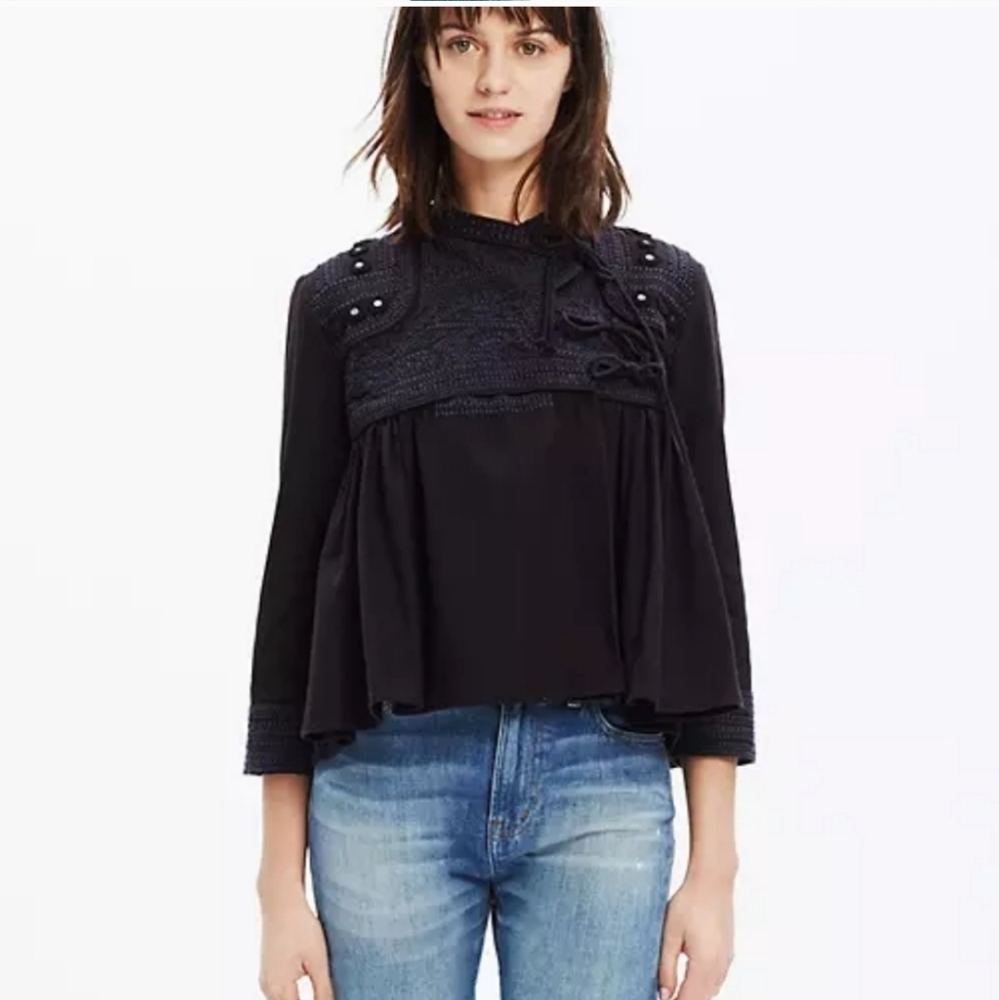 Ulla Johnson Sunita Embroidered Black Jacket L